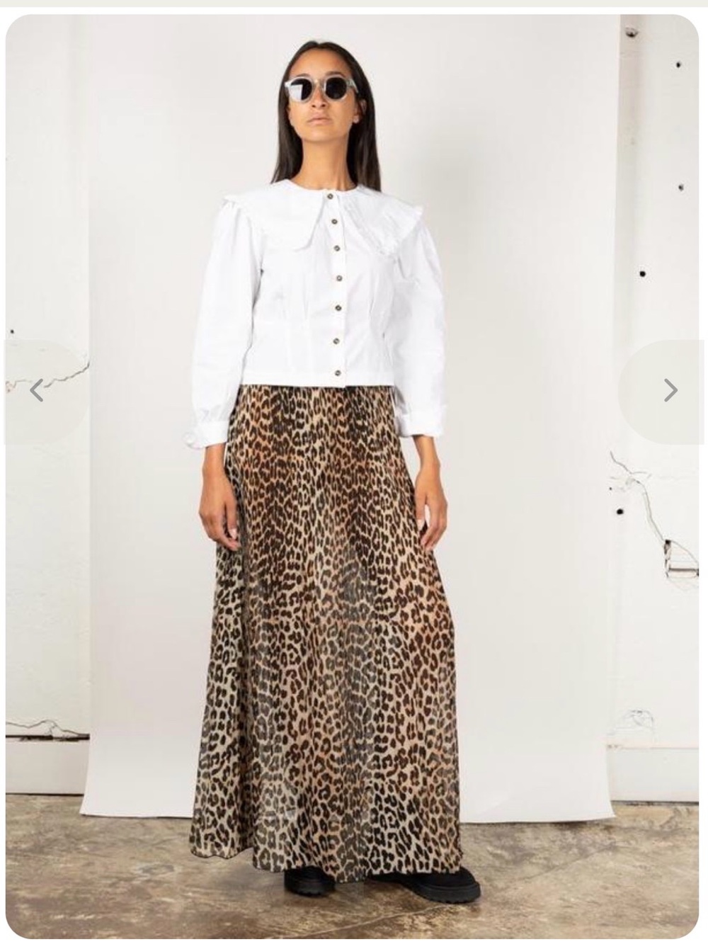 Ganni Leopard Print Maxi Dress in Tan and Black